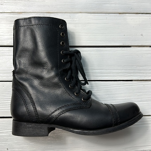 Steve Madden Troopa Combat Boots Black Leather size 6 - Picture 5 of 11